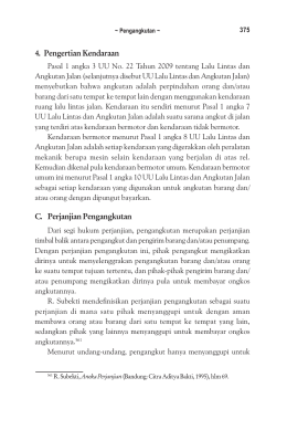 4. Pengertian Kendaraan C. Perjanjian Pengangkutan