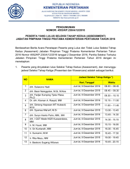 PENGUMUMAN NOMOR: 4553/KP.230/A/12/2016 PESERTA YANG