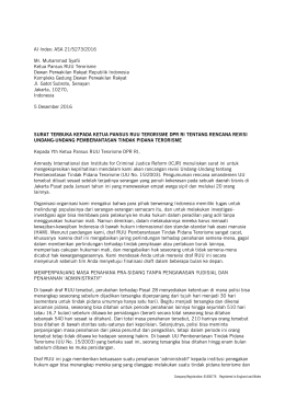 surat terbuka kepada ketua pansus ruu terorisme dpr ri tentang