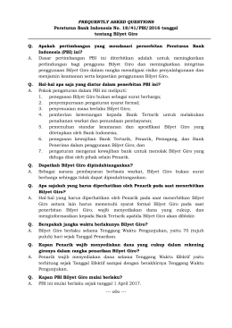 FREQUENTLY ASKED QUESTIONS Peraturan Bank Indonesia No
