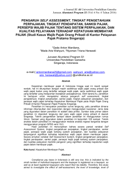 pengaruh self assessment, tingkat pengetahuan perpajakan, tingkat