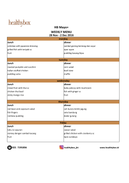 HB Mayo+ WEEKLY MENU