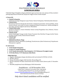 Lowongan Kerja Politeknik Negeri Bengkalis November 2016