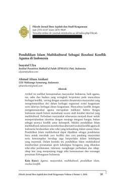 Pendidikan Islam Multikultural Sebagai Resolusi Konflik Agama di