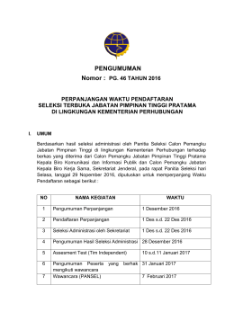 Pengumuman Selengkapnya - Kementerian Perhubungan