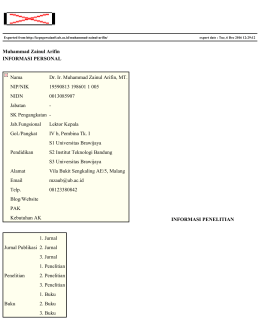 Muhammad Zainul Arifin INFORMASI PERSONAL