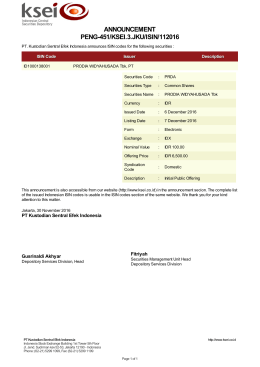 ANNOUNCEMENT PENG-451/KSEI.3.JKU/ISIN/112016