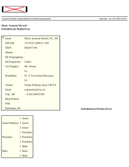 Moch. Syamsul Ma`arif INFORMASI PERSONAL