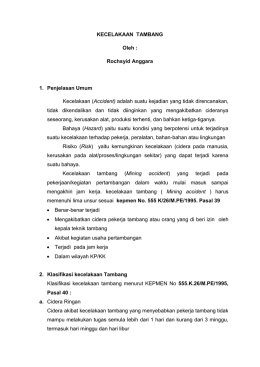 KECELAKAAN TAMBANG Oleh : Rochsyid Anggara 1. Penjelasan