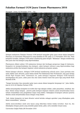 Fakultas Farmasi UGM Juara Umum Pharmanova 2016