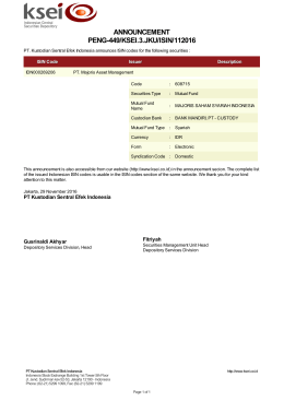 ANNOUNCEMENT PENG-449/KSEI.3.JKU/ISIN/112016