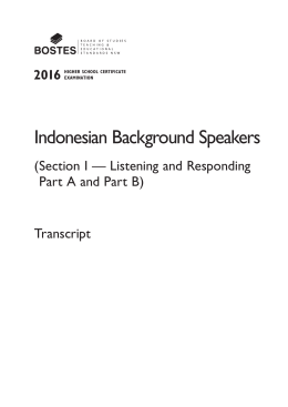 2016 HSC Indonesian (BS) Transcript