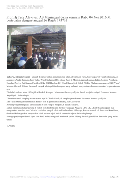 Prof Hj Tuty Alawiyah AS Meninggal dunia kemarin