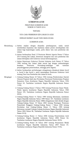 peraturan gubernur aceh nomor 34 tahun 2016 tentang