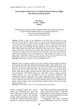 Status gingiva anak usia 14-15 tahun di daerah dataran tinggi dan