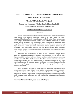 Interaksi Simbolik Suku Jawa dan Suku Bungku