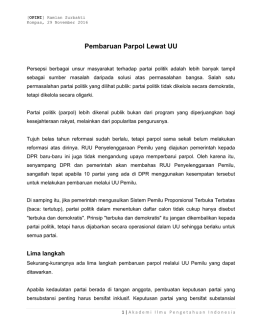 Pembaruan Parpol Lewat UU