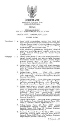 peraturan gubernur aceh nomor 39 tahun 2016 tentang