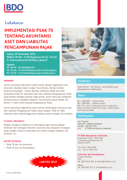 limited seat - BDO Indonesia