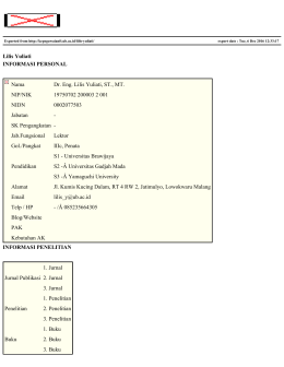 Lilis Yuliati INFORMASI PERSONAL Nama Dr. Eng