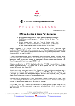 KTB FUSO Press Release 1 Million Service Spare Part Campaign