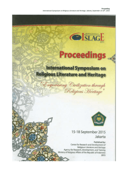 Proceeding International Symposium on Religious Literature and