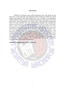 Gambaran Relasi Ibu dengan Anak Yang Mengalami Gangguan Autis