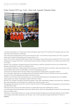 Gelar Futsal CEP Cup, Tetty: Akan Jadi Agenda