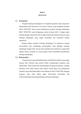 BAB V PENUTUP 5.1. Kesimpulan Program keluarga dampingan ini