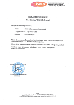 Nama Jabatan : Audit Manajer