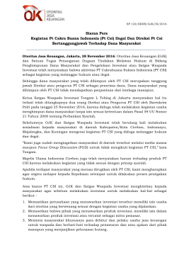 Siaran Pers Kegiatan Pt Cakra Buana Indonesia (Pt Csi) Ilegal Dan