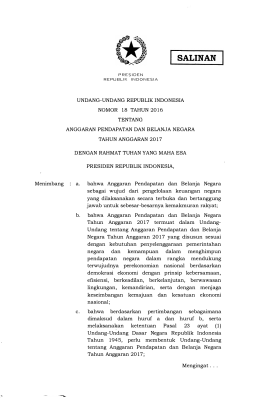 18tahun2016 - Kementerian Keuangan