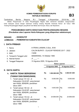 i. data pribadi ii. data harta a. harta tidak bergerak