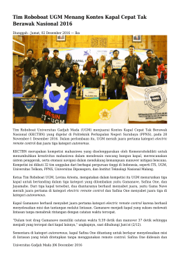 Tim Roboboat UGM Menang Kontes Kapal Cepat Tak Berawak