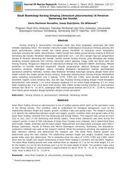 Studi Bioekologi Kerang Simping (Amusium pleuronectes) di