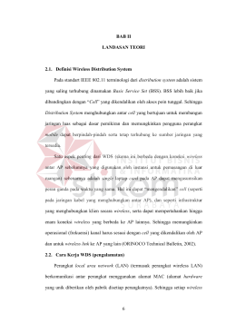 6 BAB II LANDASAN TEORI 2.1. Definisi Wireless Distribution