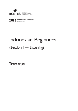 2016 HSC Indonesian Beginnners Transcript