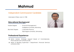 CV Mr Mahmud - Independent Commissioner Candidate