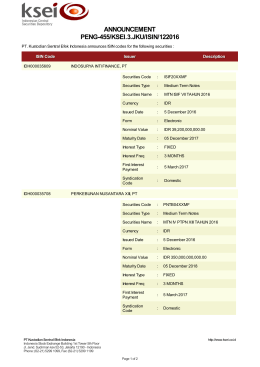 ANNOUNCEMENT PENG-455/KSEI.3.JKU/ISIN/122016