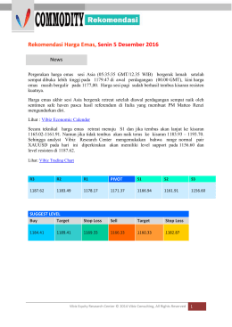 Rekomendasi Harga Emas, Senin 5 Desember 2016