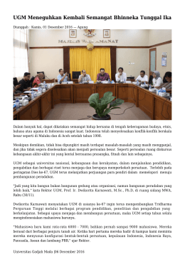 UGM Meneguhkan Kembali Semangat Bhinneka Tunggal Ika