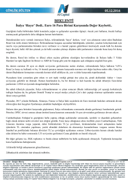 İtalya `Hayır` Dedi.. Euro 16 Para Birimi Karşısında Değer Kaybetti..