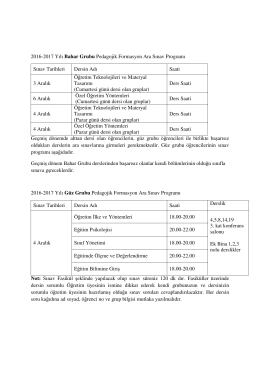 2016-2017 Yılı Bahar Grubu Pedagojik Formasyon Ara Sınav