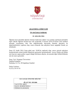 ARAŞTIRMA G&Ouml;REVLİSİ &Ouml;N DEĞERLENDİRME 01 ARALIK 2016
