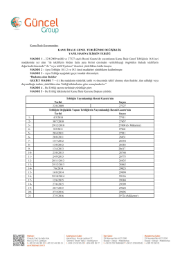 Kamu İhale Kurumundan: KAMU İHALE GENEL TEBLİĞİNDE