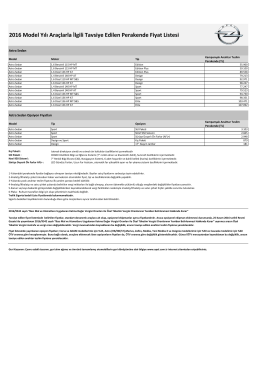 2016 Model Yılı Araçlarla İlgili Tavsiye Edilen Perakende