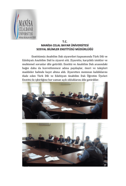 tc manisa celal bayar üniversitesi sosyal bilimler enstitüsü müdürlüğü