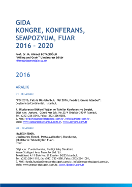 Gıda etkinlik takvimimiz için tıklayınız.