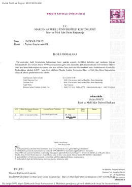 Piyasa Araştırması Hk. - Mardin Artuklu Üniversitesi