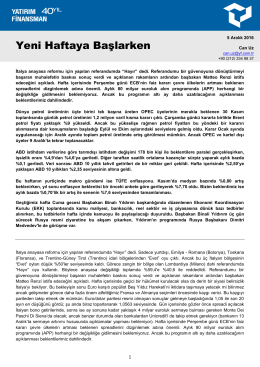 Yeni Haftaya Başlarken